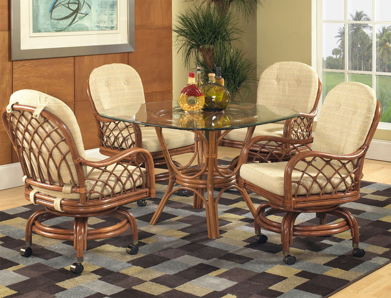 Rattan Dining Sets with Casters