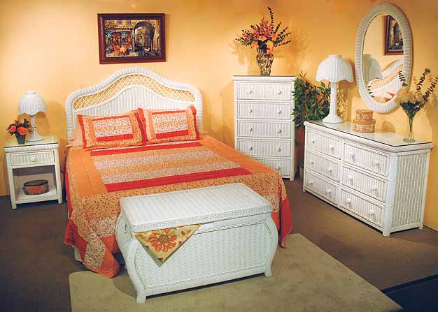 White Pavilion Wicker Bedroom Collection
