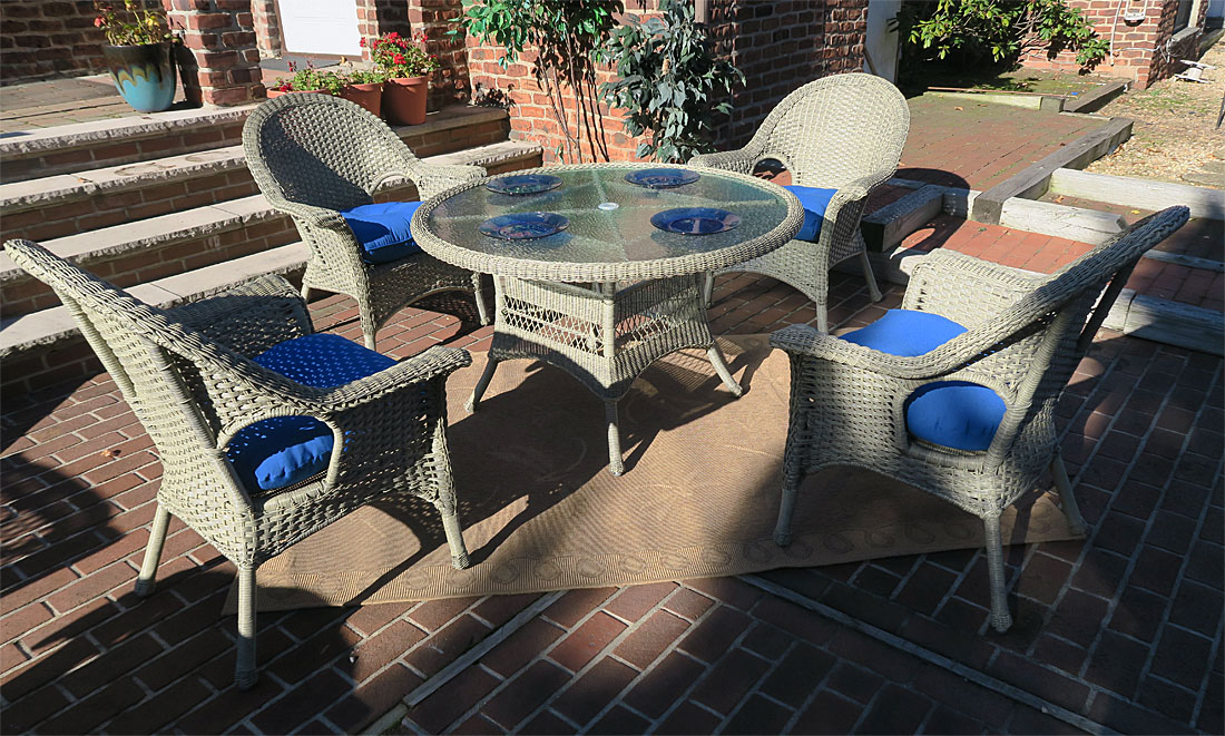 Resin Wicker Patio Dining Sets with High Back Veranda Chairs (3 Colors)