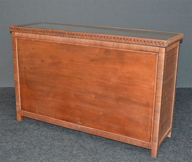 brown wicker dresser Mid-Century Rattan 3-Drawer Dressers Dark Acacia (Set of 2) main image 0