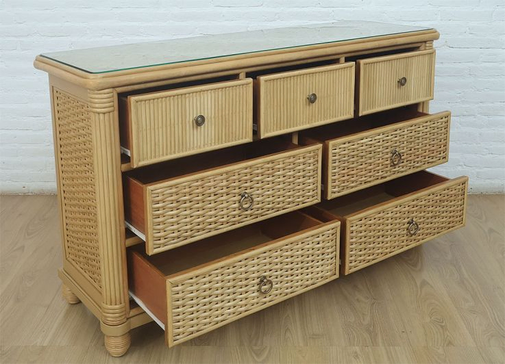 brown rattan dresser Wicker 6 Drawer Dresser - Elana