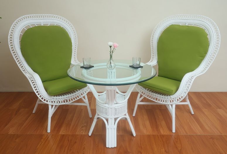 WHITE WITH CELERY GREEN CUSHIONS