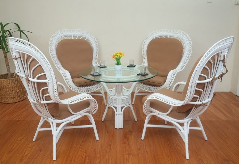 WHITE WITH TAN CUSHIONS