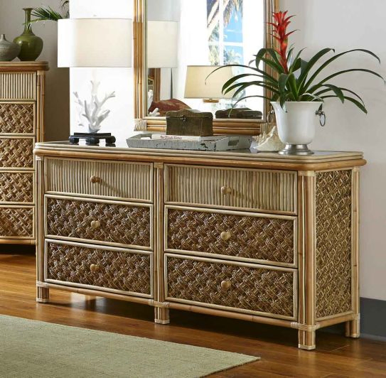 Nassau 6 Drawer Dresser with Glass Top