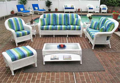  Resin Wicker Patio Furniture 6 Pieces w/Sofa &amp; Love Seat White Laguna Beach Style