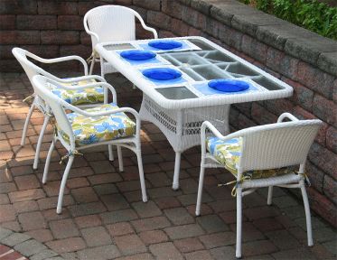 Resin Wicker Dining Set, 60 x 36 Rectangular