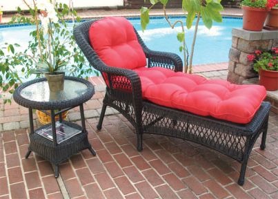 Belair Resin Wicker Chaise Lounge with Seat &amp; Back Cushions