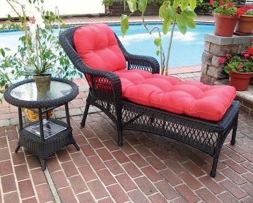 Belair Resin Wicker Chaise Lounge with Seat & Back Cushions, Black