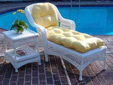 Belair Resin Wicker Chaise Lounge with Seat & Back Cushions, White