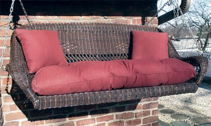 Resin Wicker Porch Swing Loveseat with Cushion 