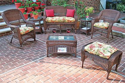 4 Piece Belair Resin Wicker Furniture Set (1) Love Seat  (2) Chairs (1) Coffee Table
