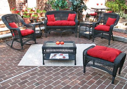 4 Piece Belair Resin Wicker Furniture Set (1) Love Seat  (2) Chairs (1) Coffee Table