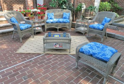 4 Piece Belair Resin Wicker Furniture Set (1) Love Seat  (2) Chairs (1) Coffee Table