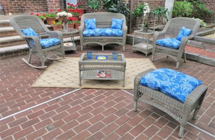 4 Piece Belair Resin Wicker Furniture Set (1) Love Seat (1) Rocker (1) Chair (1) Coffee Table