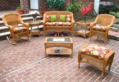 7 Piece Belair Resin Wicker Furniture Set as Shown