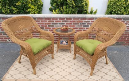 Bel Aire Resin Wicker Chat Set (2) Chairs (1) Round Table