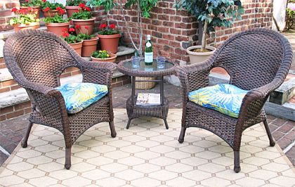 Resin Wicker Chat Set Veranda High Back