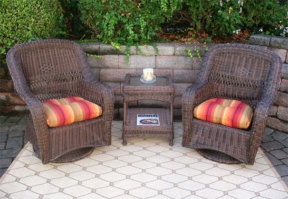 Bel Aire Resin Wicker Swivel Glider Chat Set (Square Table) 