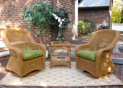 Bel Aire Resin Wicker Swivel Glider Chat Set (Square Table) 