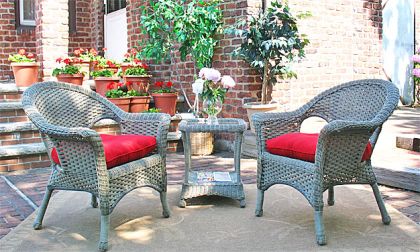 3 Piece Veranda Chat Resin Wicker  Set with Square Table