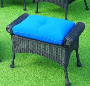 Cape May Resin Wicker Ottoman with Cushion, Premium Indonesian Solid Synthetic Wicker 