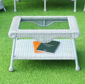 Cape May Resin Wicker Outdoor Coffee Table w/Inset Tempered Glass Top, Premium Indonesian  Solid Synthetic Wicker 