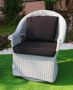 Cape May Resin Wicker Swivel Glider  Chair w/ Boxed Seat &amp; Back Cushions,  Premium Indonesian Solid Synthetic Wicker 