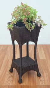 Cape May Resin Wicker Outdoor Square Planter w/Galvanized Steel Insert, Premium Indonesian Solid Synthetic Wicker, Brown