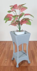 Cape May Resin Wicker Outdoor Square Planter w/Galvanized Steel Insert, Premium Indonesian Solid Synthetic Wicker, Gray