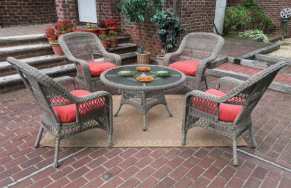 Belaire Resin Wicker Conversation Set (1) 24&quot; High Table (4) Chairs