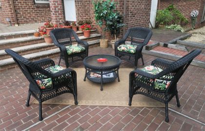 Belaire Resin Wicker Conversation Set (1) 19.5&quot;High Table  (4) Chairs
