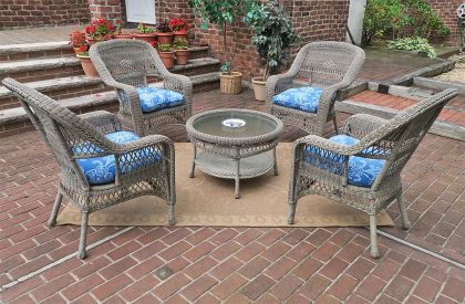 Belaire Resin Wicker Conversation Set (1) 19.5&quot;High Table  (4) Chairs