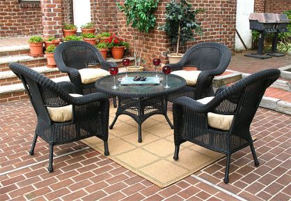 Malibu Resin Wicker Conversation Set (1) 24 High Table (4) Chairs