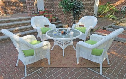 Malibu Resin Wicker Conversation Set (1) 24 High Table (4) Chairs