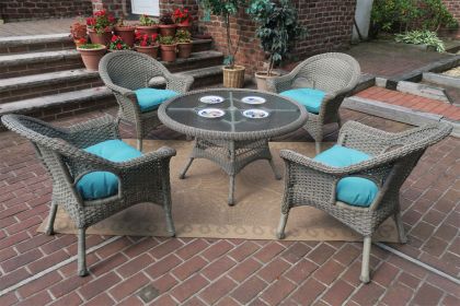 Veranda Resin Wicker Conversation Set (1) 24&quot; High Table (4) Chairs