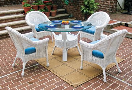 Wicker Dining Set 48&quot; Round Diamond Style 