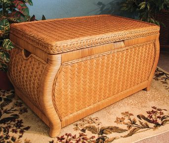 Wicker Storage Trunk Bombay Caramel Woodlined