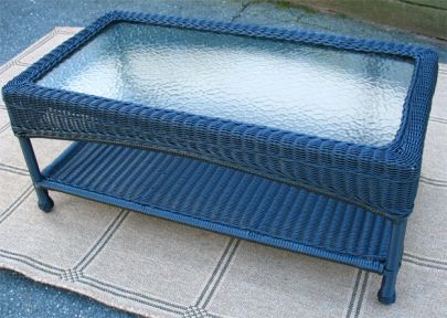 Resin Wicker Cocktail Table w/Inset Glass Top--Laguna Beach Style (4) Colors