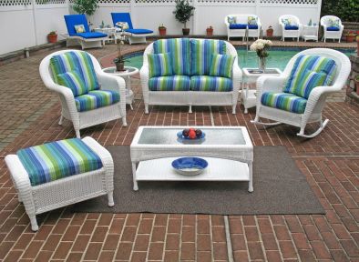  4 Piece Laguna Beach  Resin Wicker Patio  Furniture with Love Seat, Chair, Rocker &amp; Table