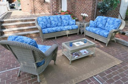 4 Piece Laguna Beach Resin Wicker Patio Furniture with Sofa ,(2) Chairs (1) Table