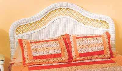 Wicker Headboard White King Pavilion Style