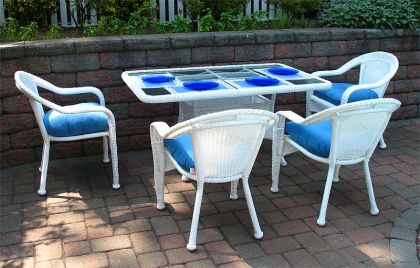 60x36 Rectangular Dining Set With 4-Cushioned Dining Chairs