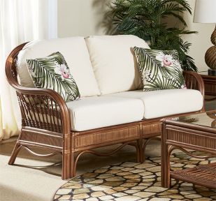 Bermuda Rattan Framed Wicker Loveseat 