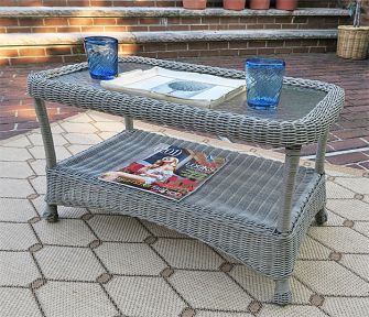 Resin Wicker Cocktail Table w/inset glass top Veranda Style (3) Colors