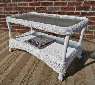 Resin Wicker Cocktail Table w/inset glass top Veranda Style (3) Colors