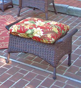 Veranda Resin Wicker Ottoman With Cushion
