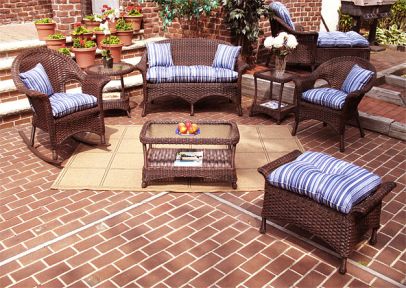 7 Piece Veranda Resin Wicker Set as shown in the picture