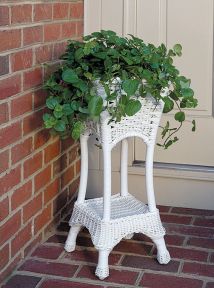 Veranda Resin Wicker Square Plant Stand, White