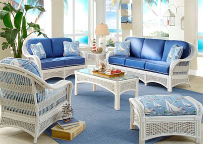 5 Piece Fiji Indoor Rattan Furniture Set, Natural Color