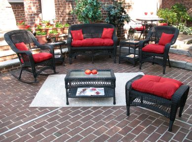4 Piece Belair Resin Wicker Furniture Set (1) Love Seat (1) Rocker (1) Chair (1) Coffee Table